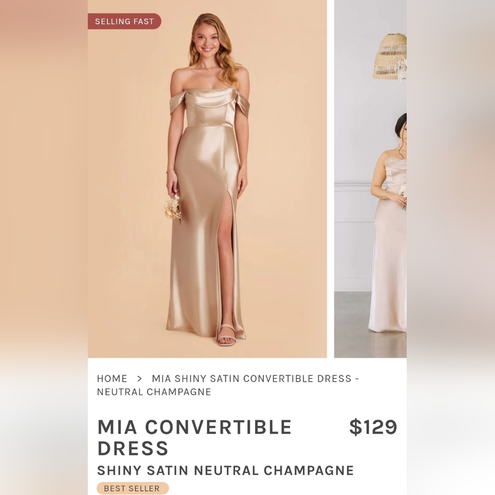COPY - Birdy Grey Mia Satin Dress in Neutral Champagne - Hemmed!